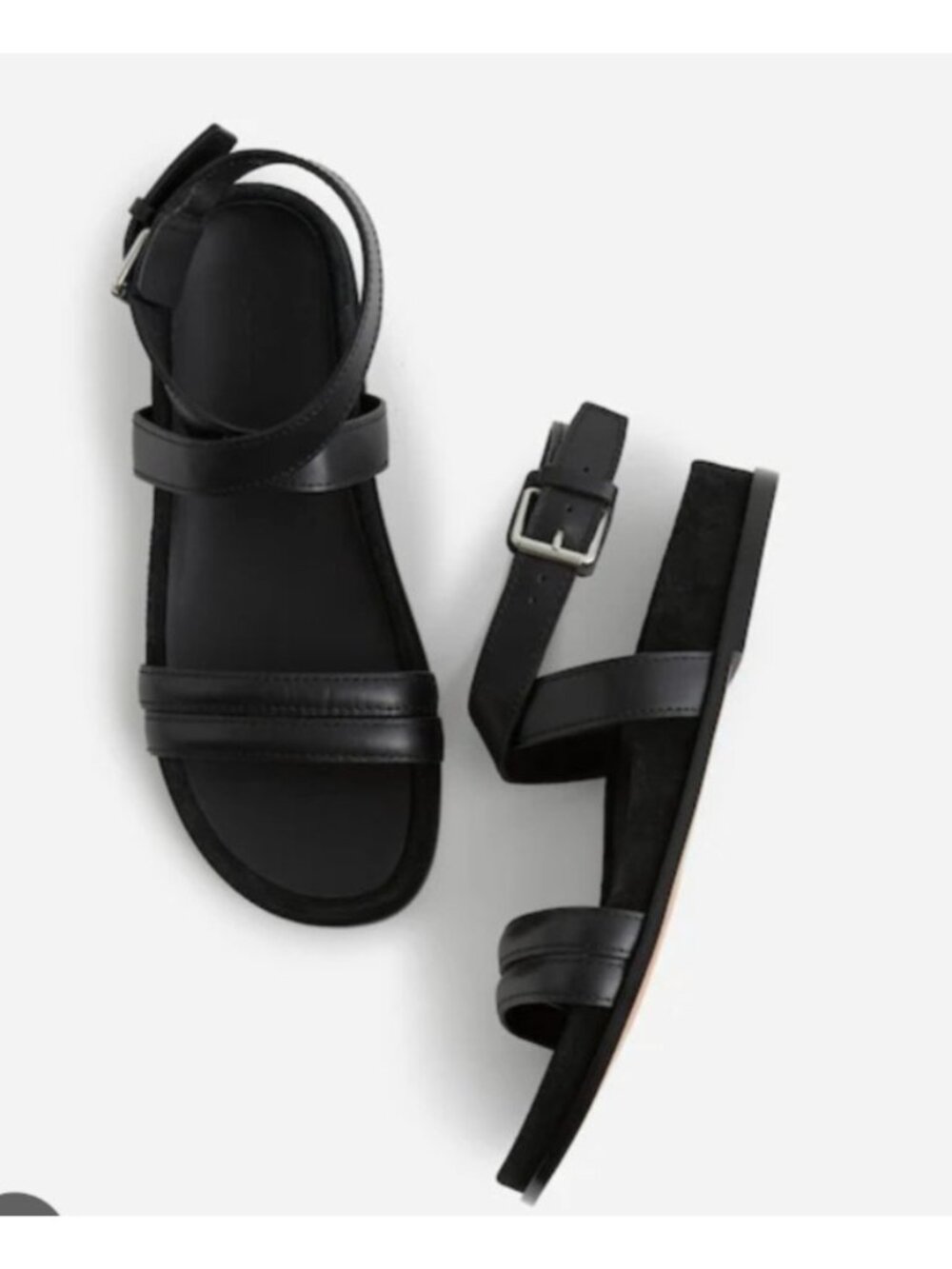 Madewell The Caro Black Leather Ankle Wrap Flat Sandals Size 8.5